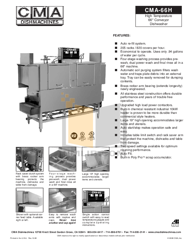 PDF manual for Cma Dishwasher CMA66H